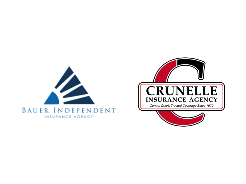 Bauer Independent Insurance Agency and Crunelle Insurance Agency logos displayed together.